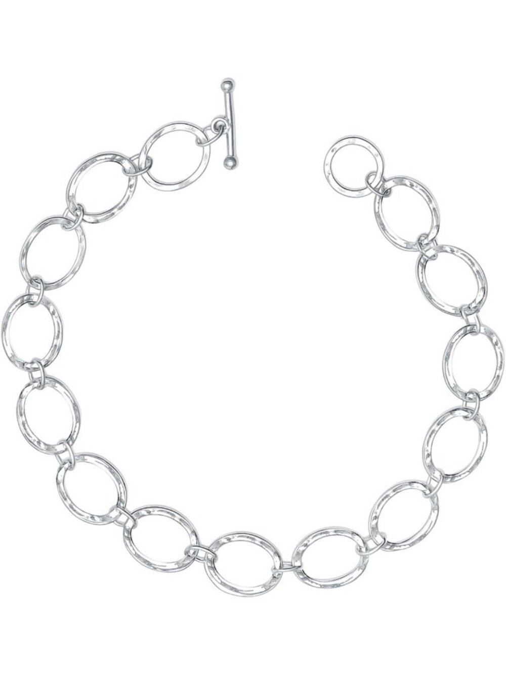 Handmade 925 Sterling Silver Hammered Link Bracelet for Women | Bohemian